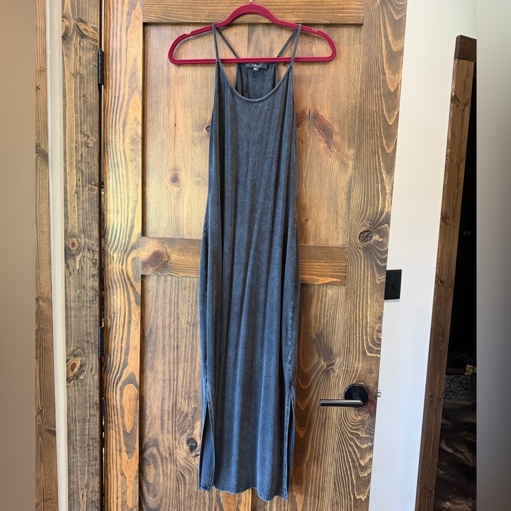 LULUs Washed Black Midi Ankle Dress Size Small